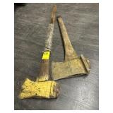 2 SINGLE BIT AXES W/LOG STAMPS