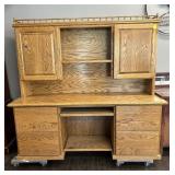 SOLID OAK DESK/CABINET