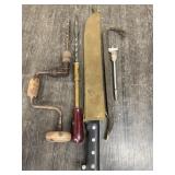 MACHETE, HAND DRILLS & CROWBAR