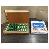 VINTAGE CHESS SET & HEADS UP PARTY GAME
