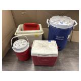 2 SMALL COOLERS & 2 BEVERAGE DISPENSORS