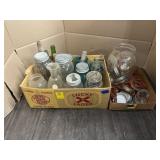 2 BOXES OF VINTAGE JARS & RINGS