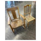 VINTAGE ROCKING CHAIR & VINTAGE CHAIR