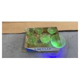 URANIUM GLASS VINTAGE CHAMPAGNE GLASSES