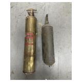 2 VINTAGE BRASS FIRE EXTINGUISHERS