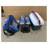 2 SMALL COOLERS &  FISHING BAG