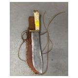 BONE HANDLED BOWIE KNIFE W/SHEATH