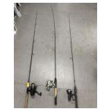3 FISHING RODS W/REELS