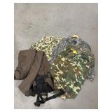 3 HUNTING SHIRTS, 1 PAIR PANTS, COVERALLS-XL