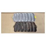 2 WAGNER WARE CAST IRON  & ALUMINUM CORNBREAD PANS