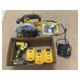 DEWALT 20V IMPACT DRILL & SKIL SAW W/CHAR/BATT