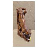 CARVED WOODEN TIGER STATUE