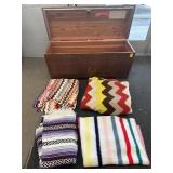 CEDAR CHEST W/AFGANS