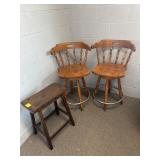 3 WOOD STOOLS