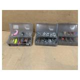 3 SMALL TACKLE BOXES W/MISC TACKLE