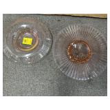 PINK DEPRESSION GLASS PLATTER & CANDY DISH