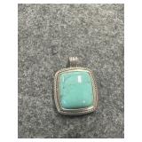 PENDANT W/TURQUOISE STONE MARKED 925