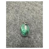PENDANT W/MALACHITE MARKED 925