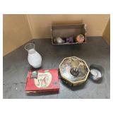 VINTAGE TINS, APPLE PEELER & MISC ITEMS