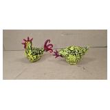 VINTAGE HAND BLOWN ART GLASS CHICKENS