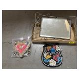 VINTAGE BEADED HANDBAG, VANITY MIRROR