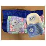 KNITTED BABY HATS & BABY QUILT