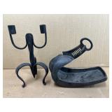 ANTIQUE JAPANESE HORSE STIRRUP & CANDLE HOLDER