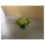 VINTAGE VIKING GLASS GREEN FOIL BOWL
