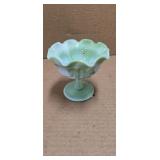 VINTAGE SWIRL SLAG GLASS COMPOTE