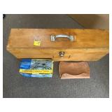 WOOD STORAGE BOX W/BICYLE LIFT & AXE SHEATH