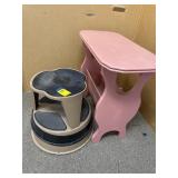 ROLLING STEP STOOL, MAGAZINE RACK & TABLE