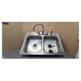 2 BASIN STAINLESS STEEL SINK W/FAUCET