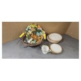 VINTAGE WARMING BASKET & FIREKING DISHWARE
