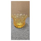 VINTAGE FOSTORIA YELLOW WINDSOR CROWN CANDY DISH