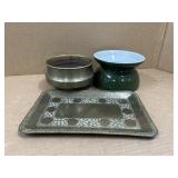 VINTAGE SPITOON & SERVING TRAY
