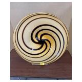 AMBER ART GLASS CENTERPIECE BOWL