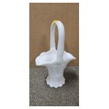 MILK GLASS BASKET VASE
