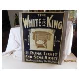 Antique WHITE Sewing Machine Metal SIgn 18x24