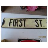 early FIRST ST steel Street Sign 24"x6"