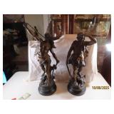 (2) Victorian LOUIS MOREAU Signed Bronze Sculpture