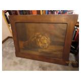 Antique 45"x36" Large LION classic Wall Art Pic