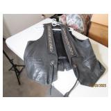 vtg PIONEER WEAR Black~MetalWork sz44 Leather Vest