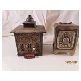 (2) Antique 4"ish Metal Coin Banks