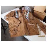vtg LEATHER GALLERY mensXL SouthWest Beaded Coat $