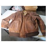 vtg Heavy SKULLY mensXL Brown Leather Aviator Coat