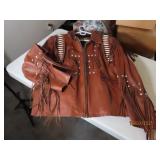 vtg LEATHER GALLERY Dangle/Bead MensXL Coat
