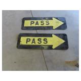 (2) early 36"x12" RR PASS 2-Steel Metal Signs