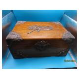 Stunning 10" c1890s CIGAR Humidor Oak~Metal ORNATE