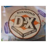 Enamel 12" Metal D-X Diamond Motor Fuel Round Sign