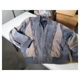 vtg SKULL Gray/Grn Suede MensXXL ZipUp Vest Jacket